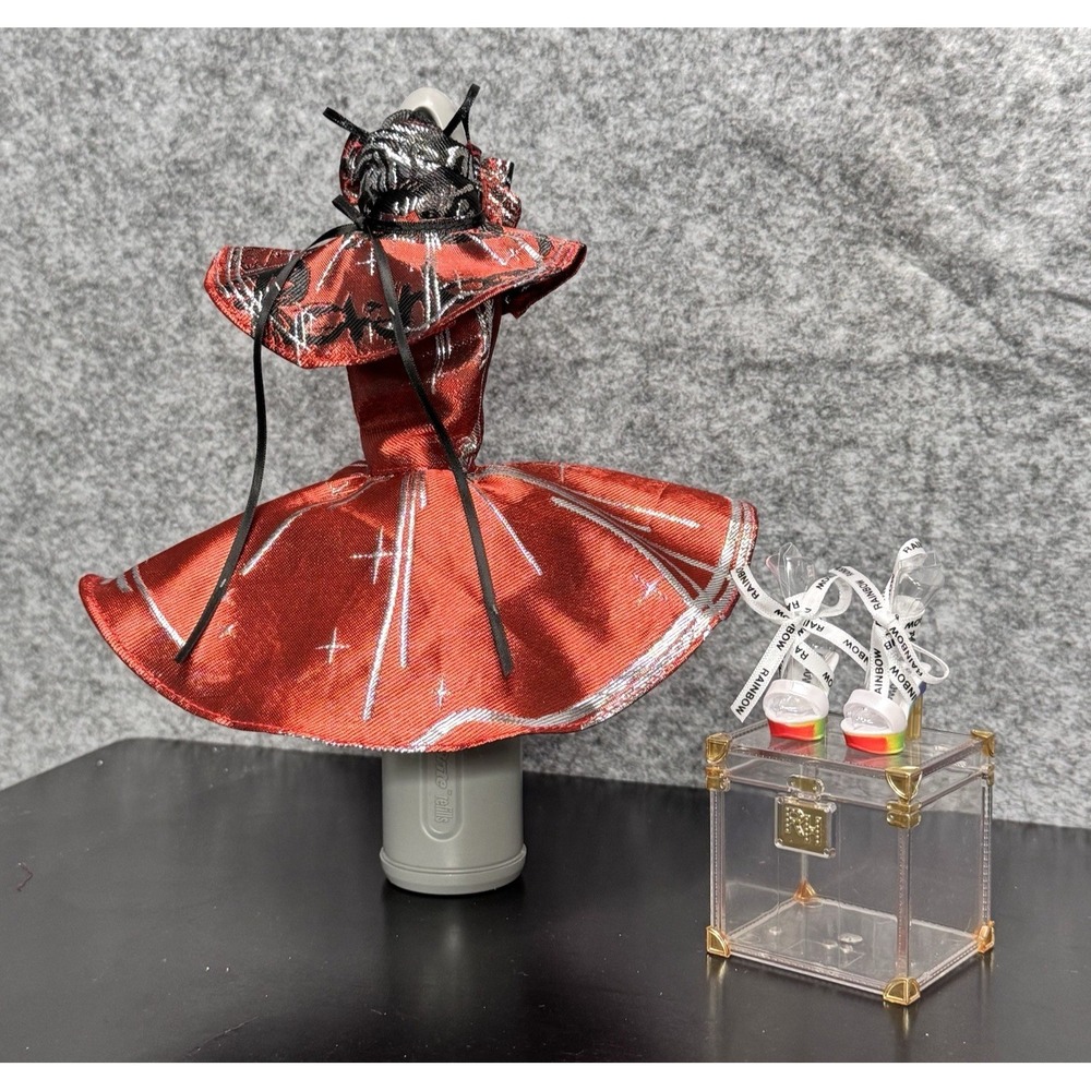 Rainbow High 2021 Jett Dawson Red Ball Gown Dress,‎ Heals/Shoes & Fashion Trunk